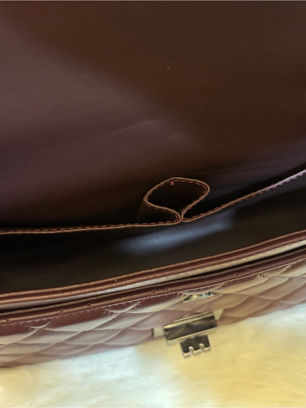 Burgundy Quilted Lambskin Shoulder Bag with Black Gunmetal Hardware - Picture 5 of 7